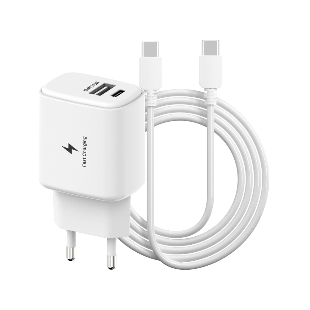 주식회사 오르카일렉트로닉스 템플러 25W 2포트 어댑터, 화이트, 1개 + 25W CtoC 케이블, 1m, 1개