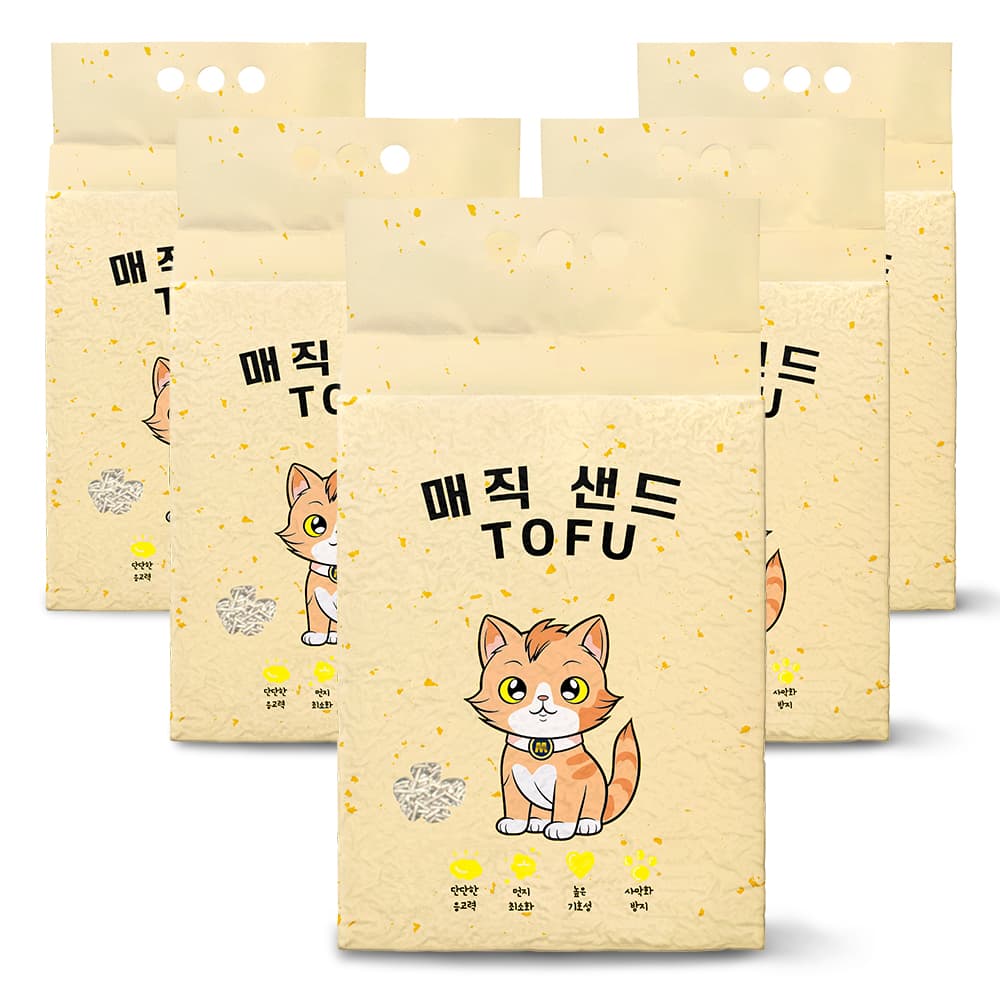주식회사 와이디애드 메디펫 매직 고양이 두부모래 가는입자, 무향, 10L, 5개