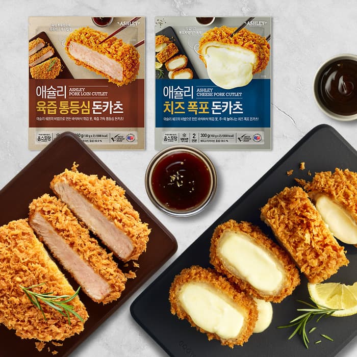 (주)이랜드팜앤푸드 애슐리 육즙 통등심 돈카츠, 260g, 1개 + 치즈 폭포 돈카츠, 300g, 1개
