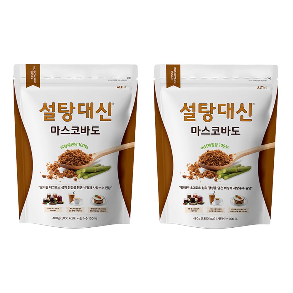 주식회사 알티스트 (AltistCo., Ltd.) 설탕대신 마스코바도 비정제 원당, 480g, 2개