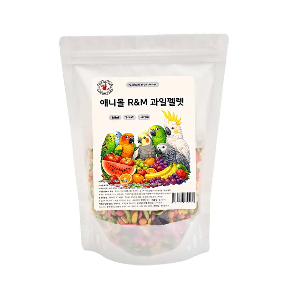 애니몰파크 애니몰파크 애니몰 R&M 과일펠렛 중대형 앵무새 사료, 300g, 1개