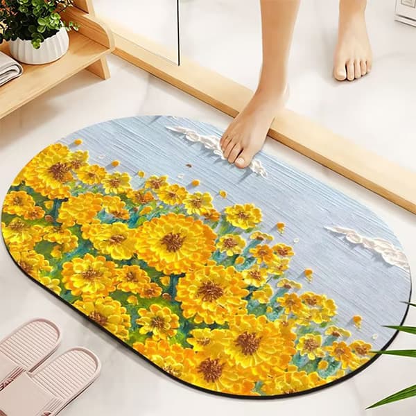 주식회사 디앤에프코퍼레이션 유화 플라워 발매트, 해바라기, 40x60cm, 1개