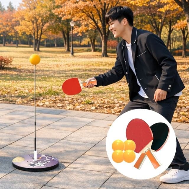 우리집소싱 리턴스 셀프 탁구 트레이닝 세트, 지지대 1개, 탁구채 2개, 탁구공 4개, 1개