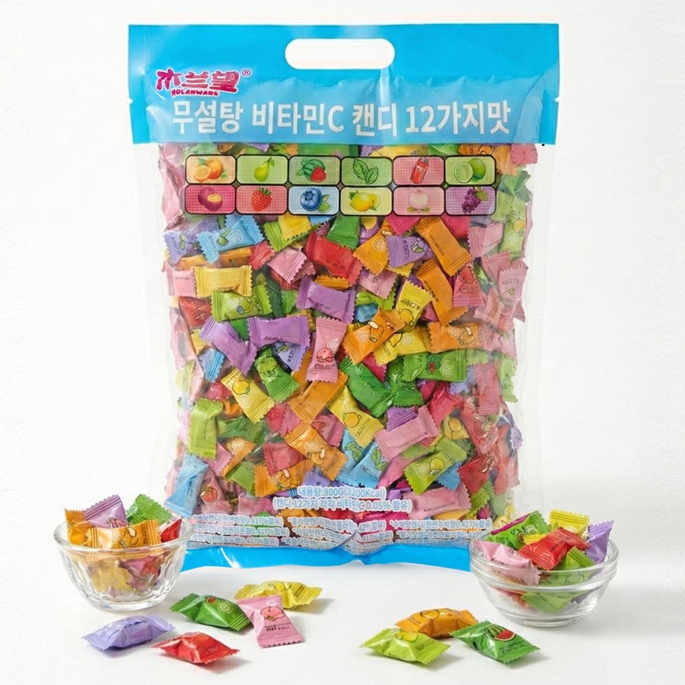 (주)윈윈몬스터 무란왕 무설탕 비타민C 캔디 12가지맛, 800g, 1개