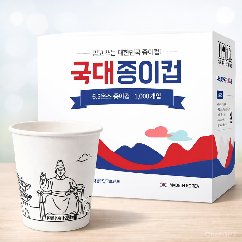 주식회사 솜코리아 대한민국 종이컵, 184ml, 1000개