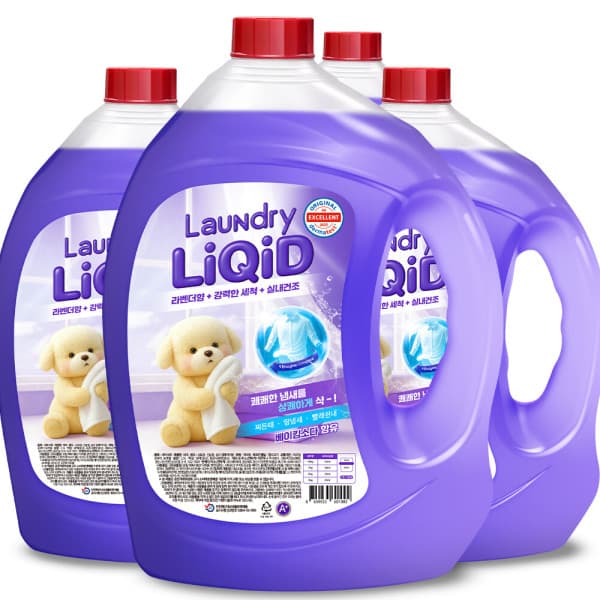 (주) 세탁세제 리퀴드 고농축 라벤더 세탁세제, 2.5L, 4개