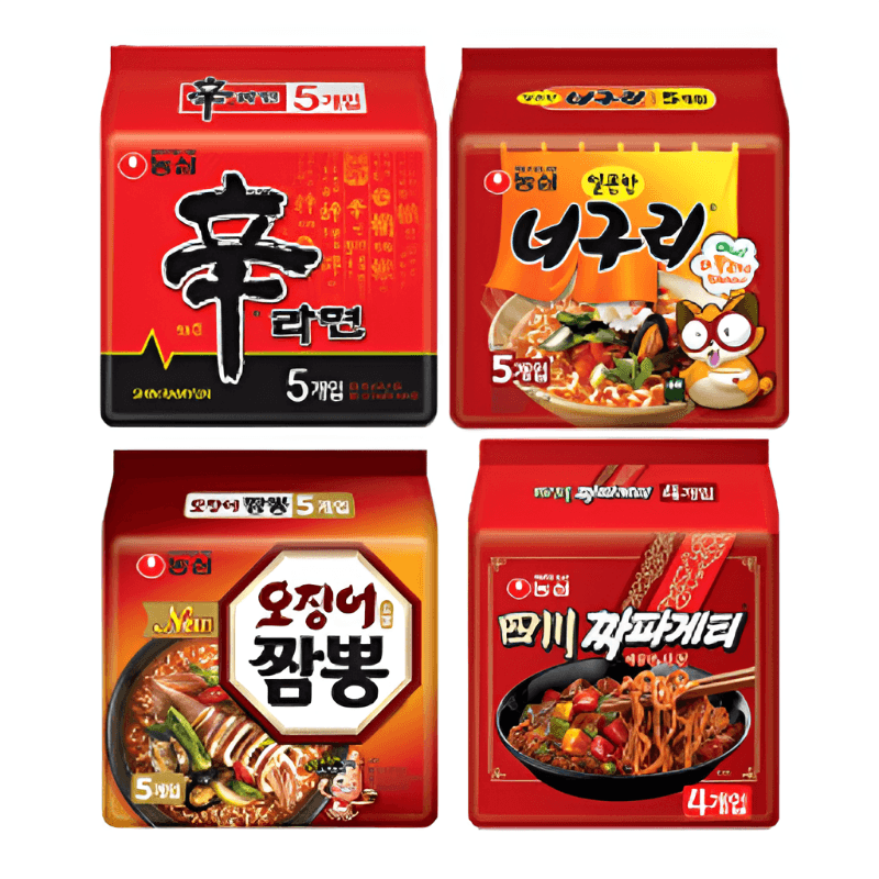 으뜸에이젼시 농심, 신라면, 120g, 5개 + 너구리, 120g, 5개 + 사천 짜파게티, 137g, 4개 + 오징어짬뽕, 124g, 5개