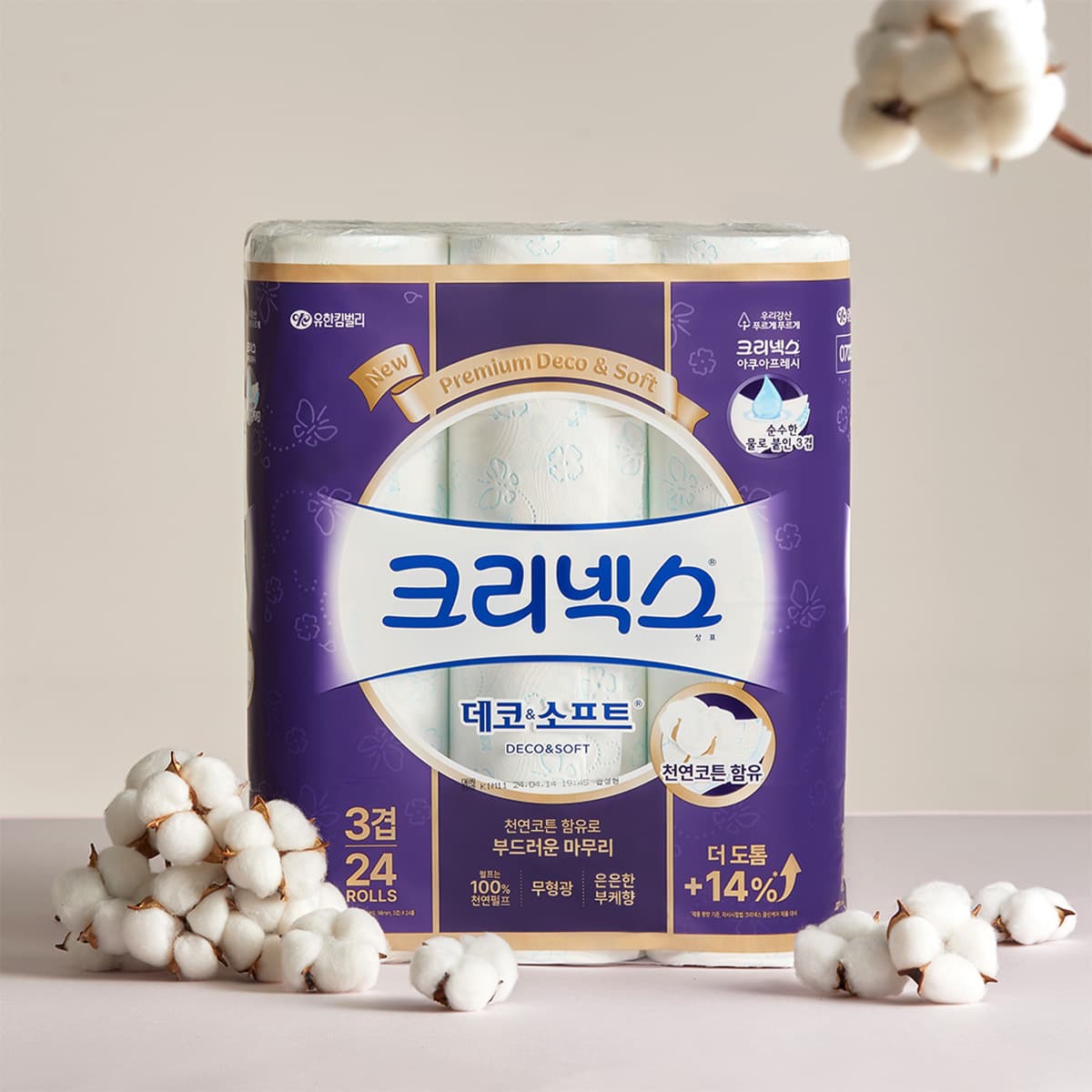 유한회사계룡유통 크리넥스 데코&소프트, 3겹, 33m, 24롤, 2팩