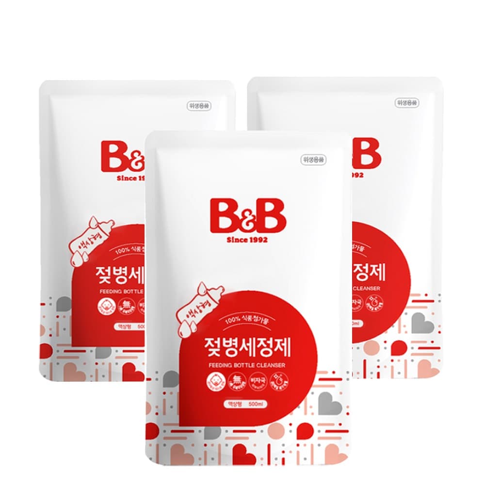 주식회사 제이앤피(J&P) 비앤비 젖병세정제 액상형 리필, 500ml, 3개