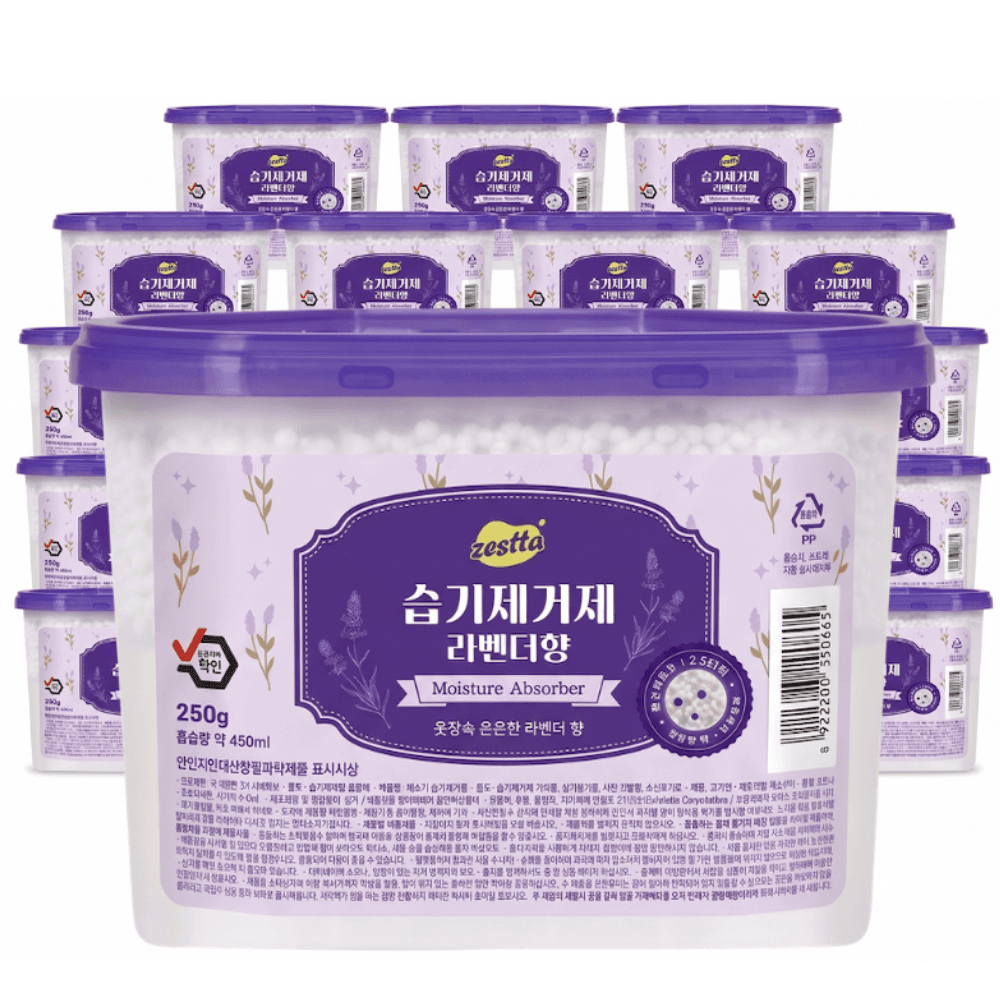 주식회사 제스타코퍼레이션 (ZesttaCorperation) 제스타 습기제거제, 라벤더향, 250g, 18개