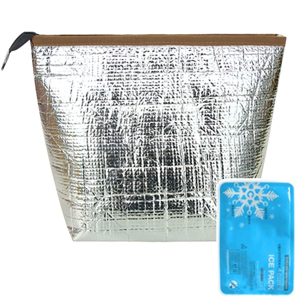 주식회사 유엔엠 백인백 깊고 넓은 보온보냉 파우치, 실버, 28x9x24cm, 1세트