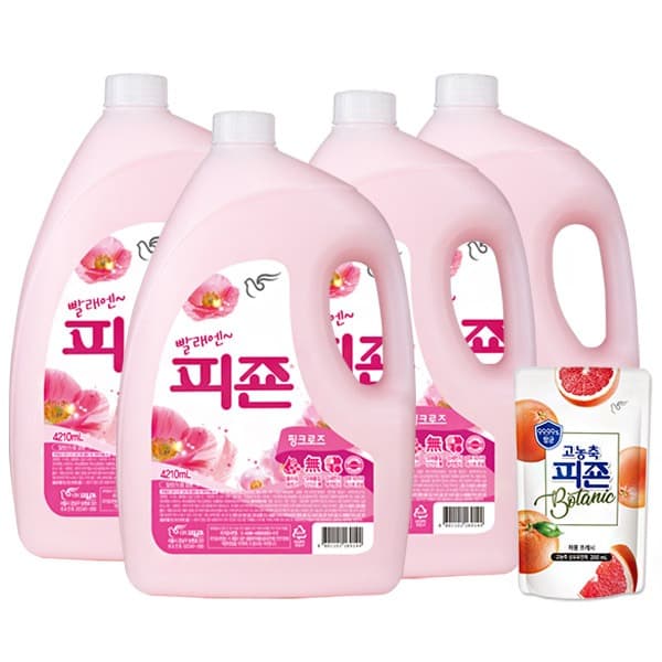 샵피온 (주) 피죤 섬유유연제, 핑크로즈, 4.21L, 4개