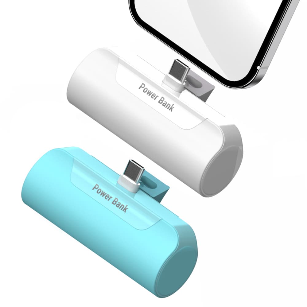 주식회사 더스마티 도킹형 대용량 미니 보조배터리 세트, 5000mAh, 화이트 C타입 1개 + 민트 C타입 1개, 2개