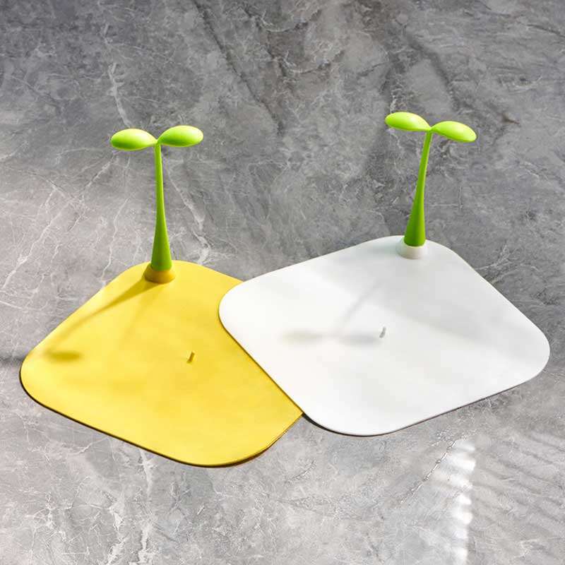 주식회사 새벽농부 배수구악취 벌레방지 새싹패드커버, 옐로우, 15x15x9cm, 1+1개