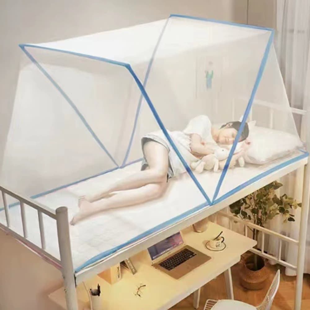 주식회사 상상홀릭(SANG SANG HOLIC Co., Ltd.) 원터치 모기장 자석 미세방충망 아기 1인용 텐트 침대 사각, 블루, 1인용