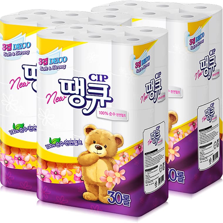 주식회사 경신유통 땡큐 순수 천연펄프 화장실용 화장지 3겹, 30롤, 3팩