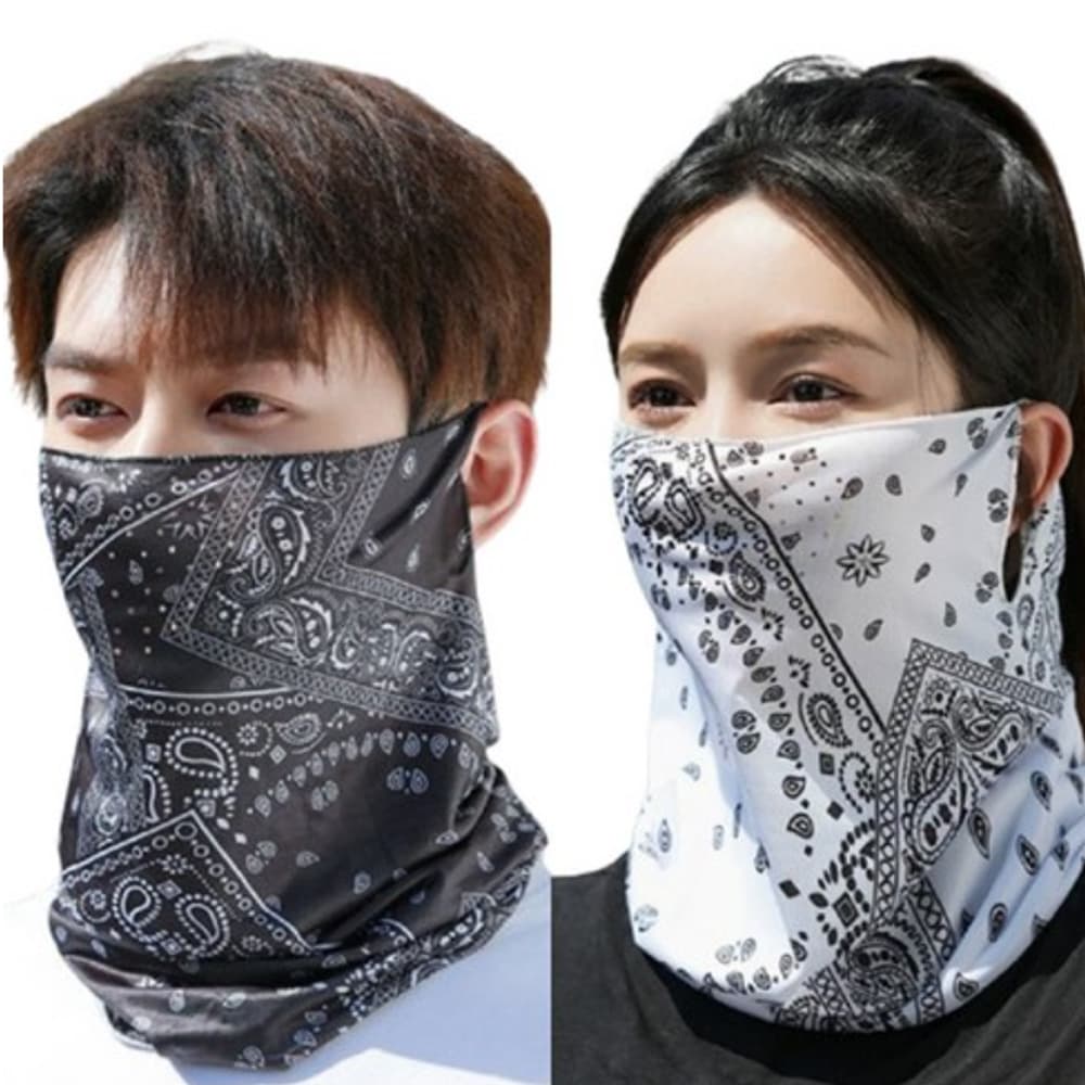 드림시오 귀걸이형 패션 멀티 스카프, 블랙+화이트, 1개