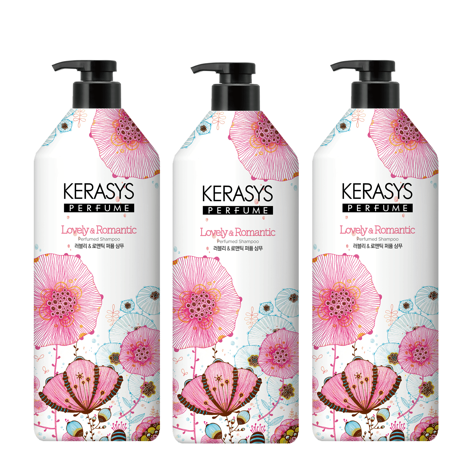 애경산업(주) 케라시스 퍼퓸 샴푸, 러블리 앤 로맨틱 향, 980ml, 3개