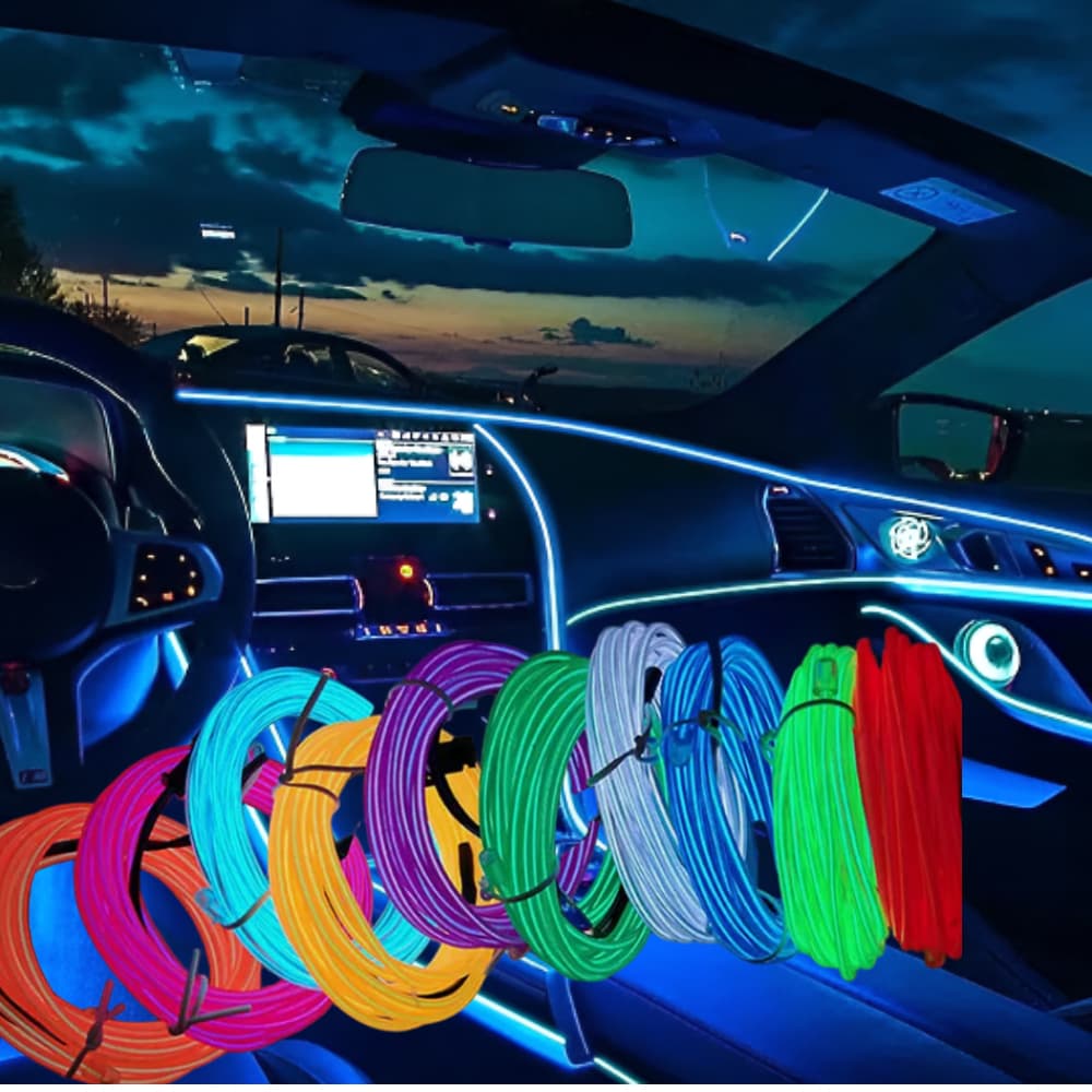 오토크루 주식회사 오토크루 차량용 엠비언트 광섬유 DIY LED 무드등 EL 와이어 2M, 블루, 2m, 1세트