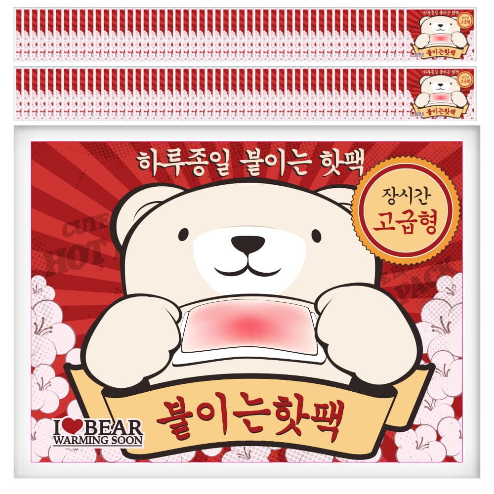 주식회사 디스이즈 곰도리 하루종일 붙이는 핫팩 장시간 고급형, 100개