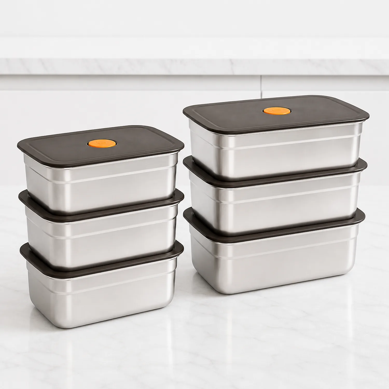 달고나 폰 스테인 다용도 진공 밀폐용기, 600ml, 3개 + 1L, 3개, 1세트