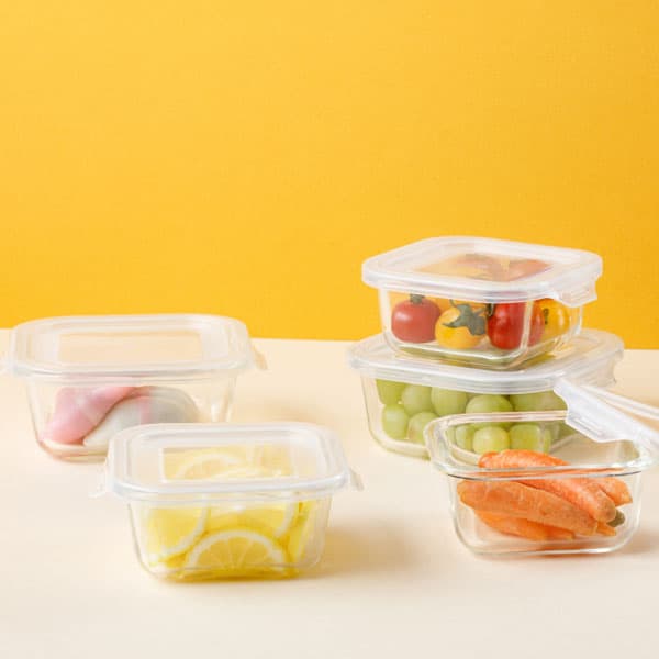 주식회사 지엔컴퍼니 바이마르 클레어 내열유리용기 5종 세트, 정사각, 320ml 3개 + 520ml 2개, 1세트