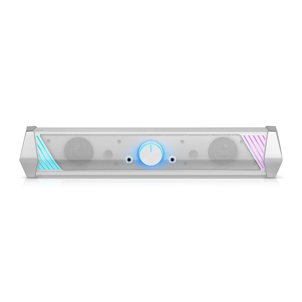 블루 와이엔앤제이 컴퍼니(BLUE YN&J COMPANY) 브리츠 2채널 LED 컴퓨터 PC 게이밍 스피커 사운드바 RGB BZ-SP300X, 화이트