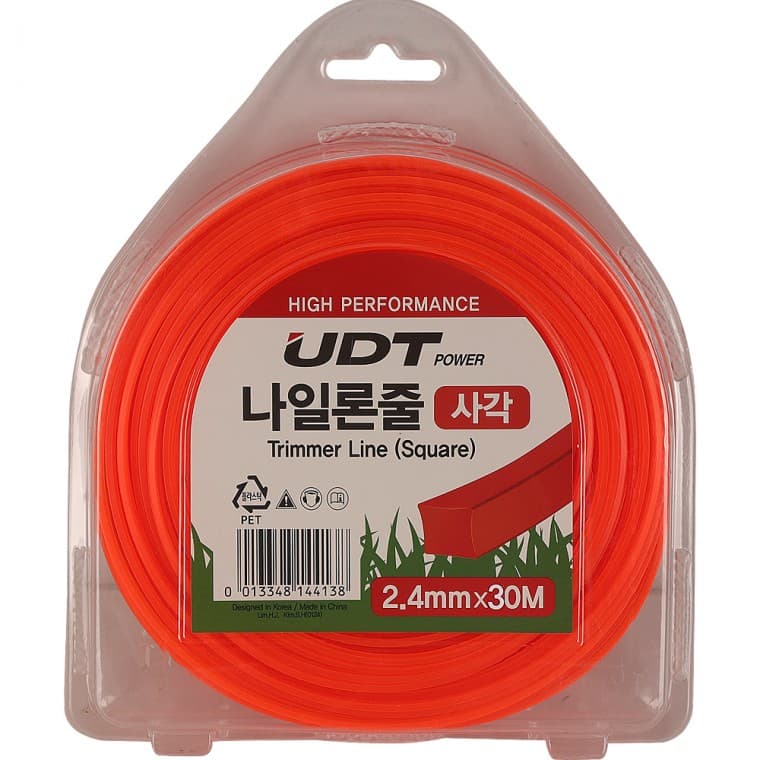 （주）한메소프트 예초기 나일론날 UDT, 오렌지-사각, 2.4mm x 30M, 1개