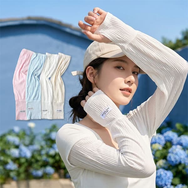 주식회사 초특가컴퍼니 타는 팔 싹 막고 여리핏 만드는 플리츠 쿨토시, 화이트+베이지, 1세트, 48.5cm