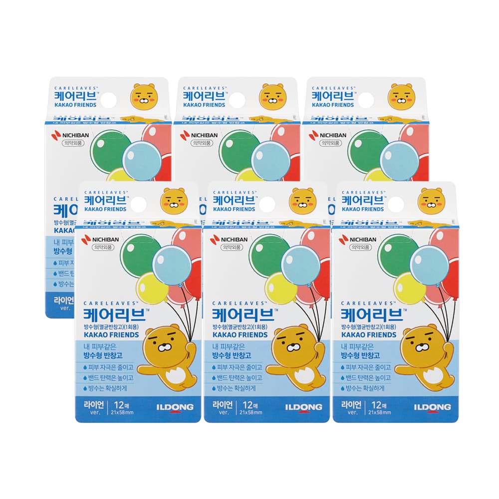 일동제약 (주) 일동제약 케어리브 카카오프렌즈 캐릭터밴드 라이언, 21mm x 58mm, 12매, 6개
