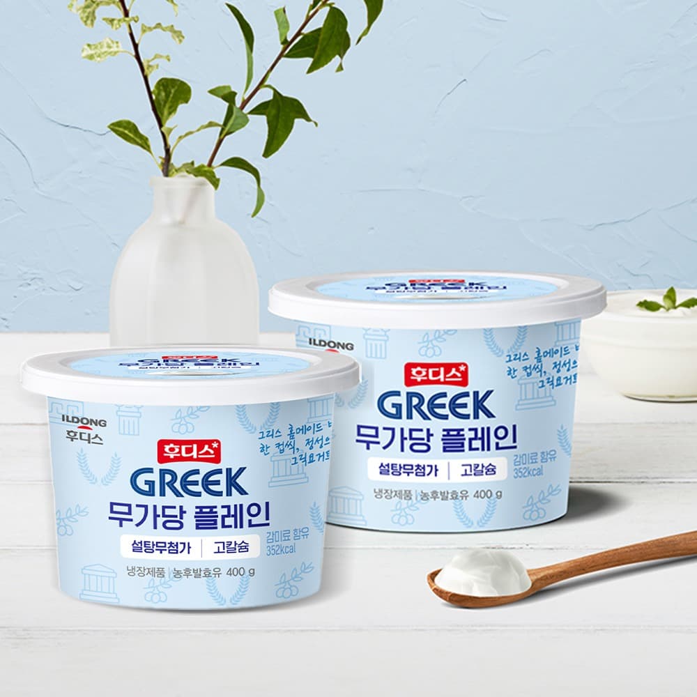 일동후디스 (주) miBaby 후디스 무가당 플레인 그릭요거트, 400g, 2개