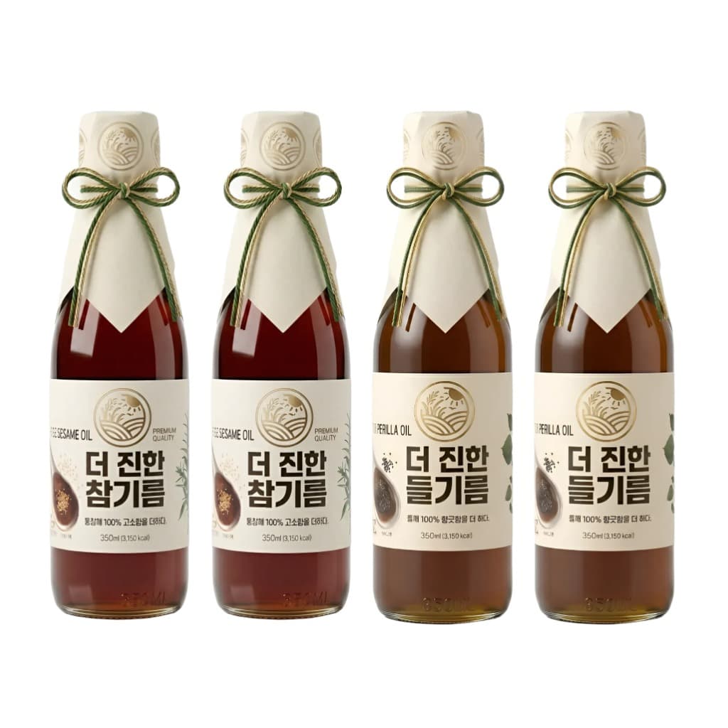 들녘마켓 들녘 전통압착 더 진한 통참깨100퍼센트 참기름 + 통들깨100퍼센트 들기름, 350ml 1병 + 350ml 1병, 2세트