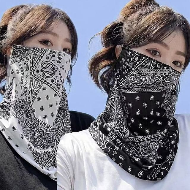락키글로벌 얼굴 햇빛가리개 자외선차단 반다나 마스크 DD-13463, 화이트, 1개