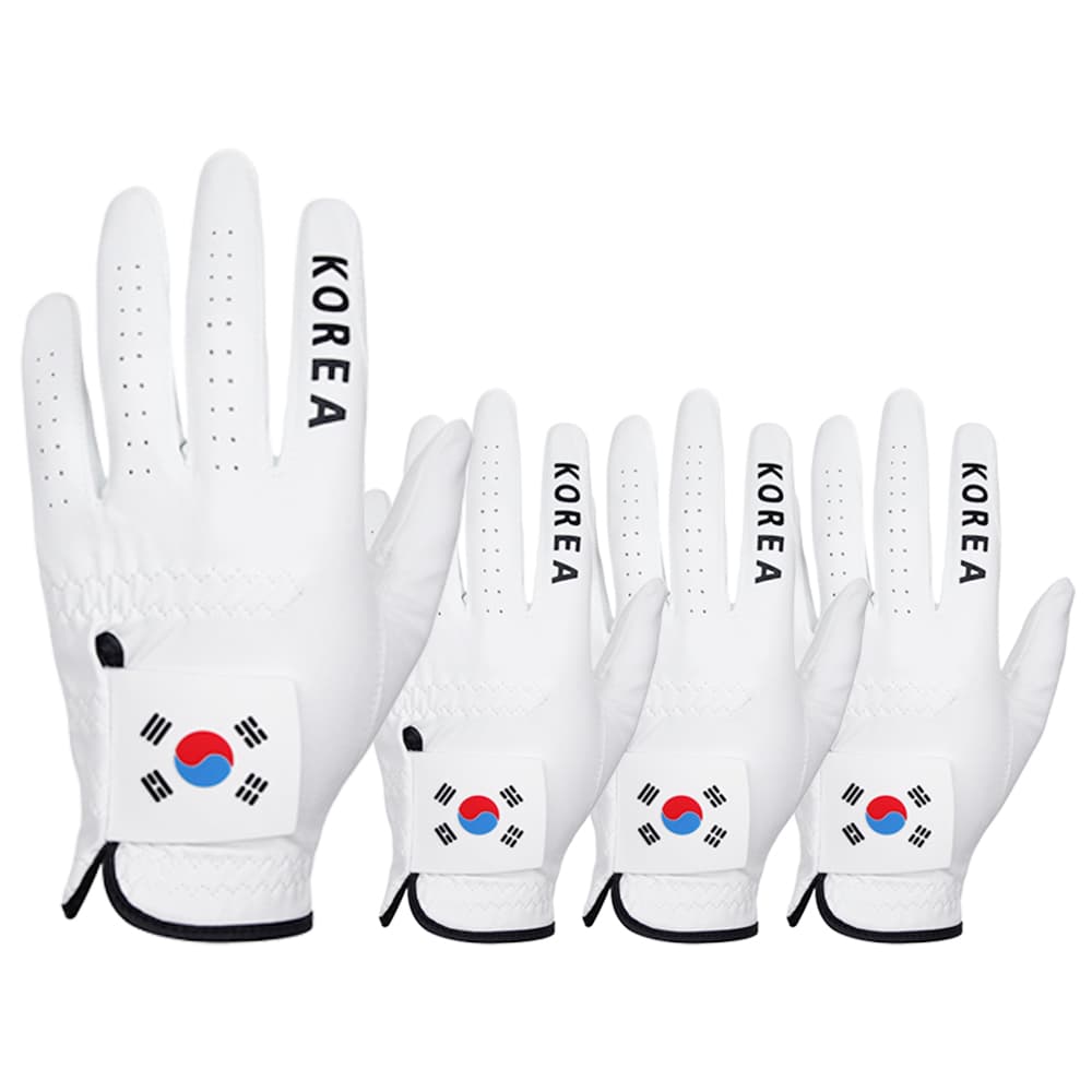 주식회사 엠피케이인터내셔널 업셋 국가대표 태극기 스웨이드 기능성 골프장갑, 왼손 24호, 화이트, 4개
