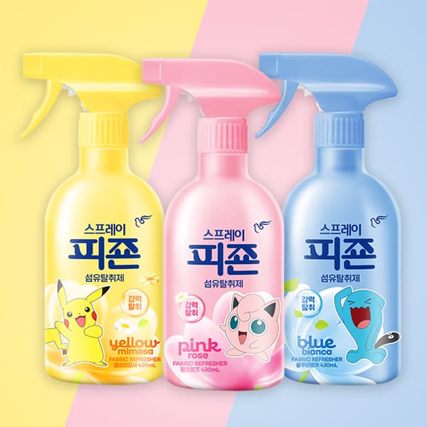 샵피온 (주) 피죤 스프레이 섬유탈취제, 핑크로즈 430ml 1개 + 옐로미모사 430ml 1개 + 블루비앙카 430ml 1개, 3개