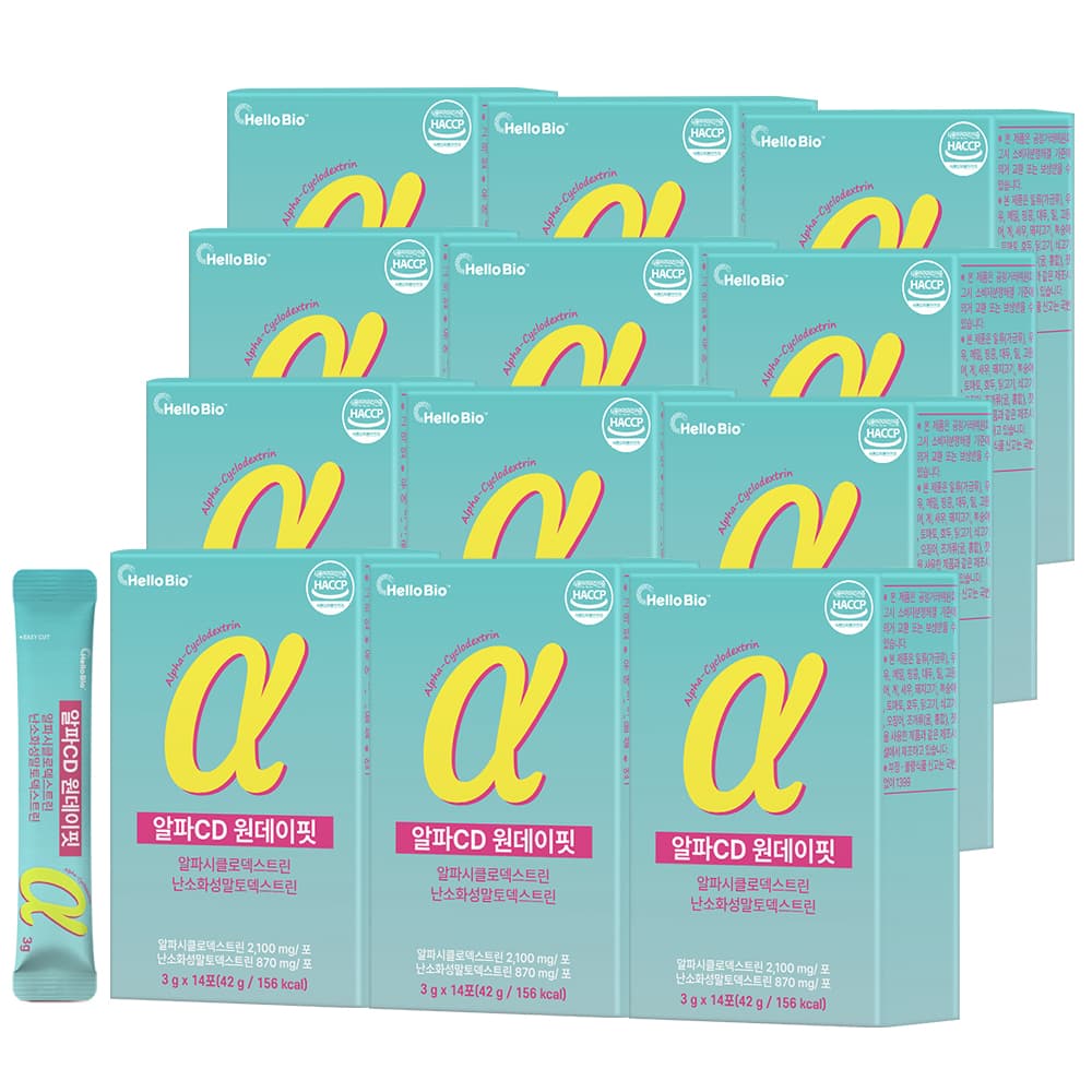 주식회사 에이치스 헬로바이오 알파CD 원데이핏 알파시글로덱스트린, 3g, 14포, 12개
