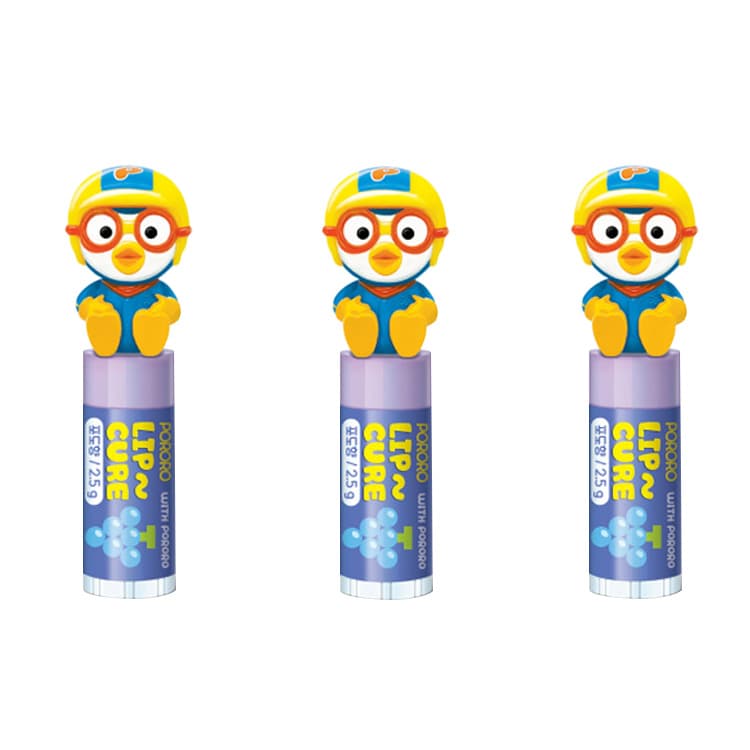(주) 태양생활건강 뽀로로 패티 크롱 루피 립큐어, 2.5g, 3개, 포도향
