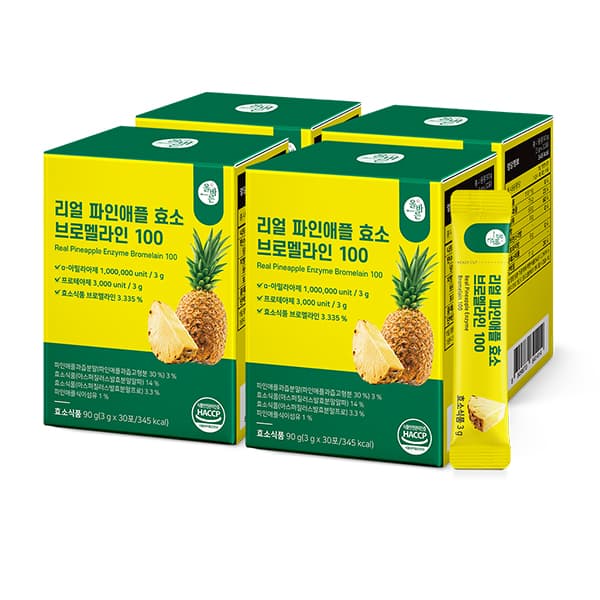 주식회사 올바른 올바른 리얼 파인애플 효소 브로멜라인 100, 3g, 30포, 4박스
