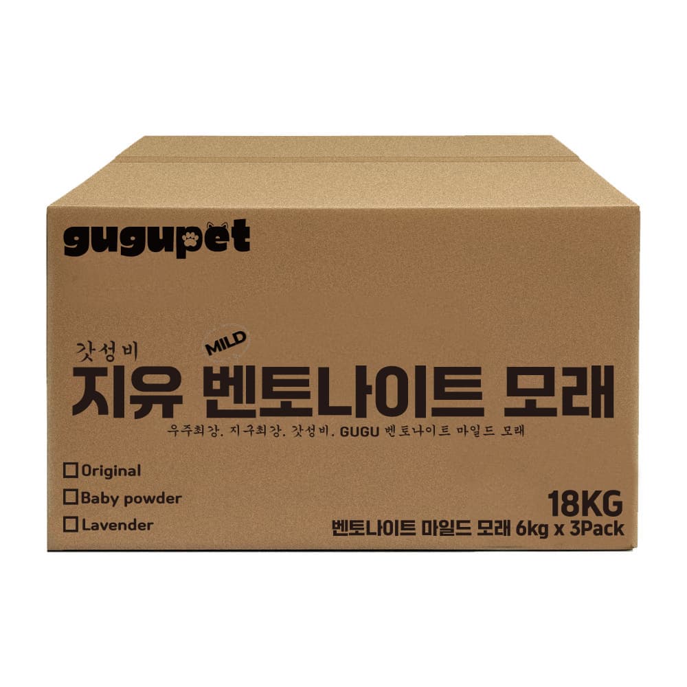 주식회사 주흥 구구펫 벤토나이트 대용량 고양이 모래, 6kg, 3개, 무향