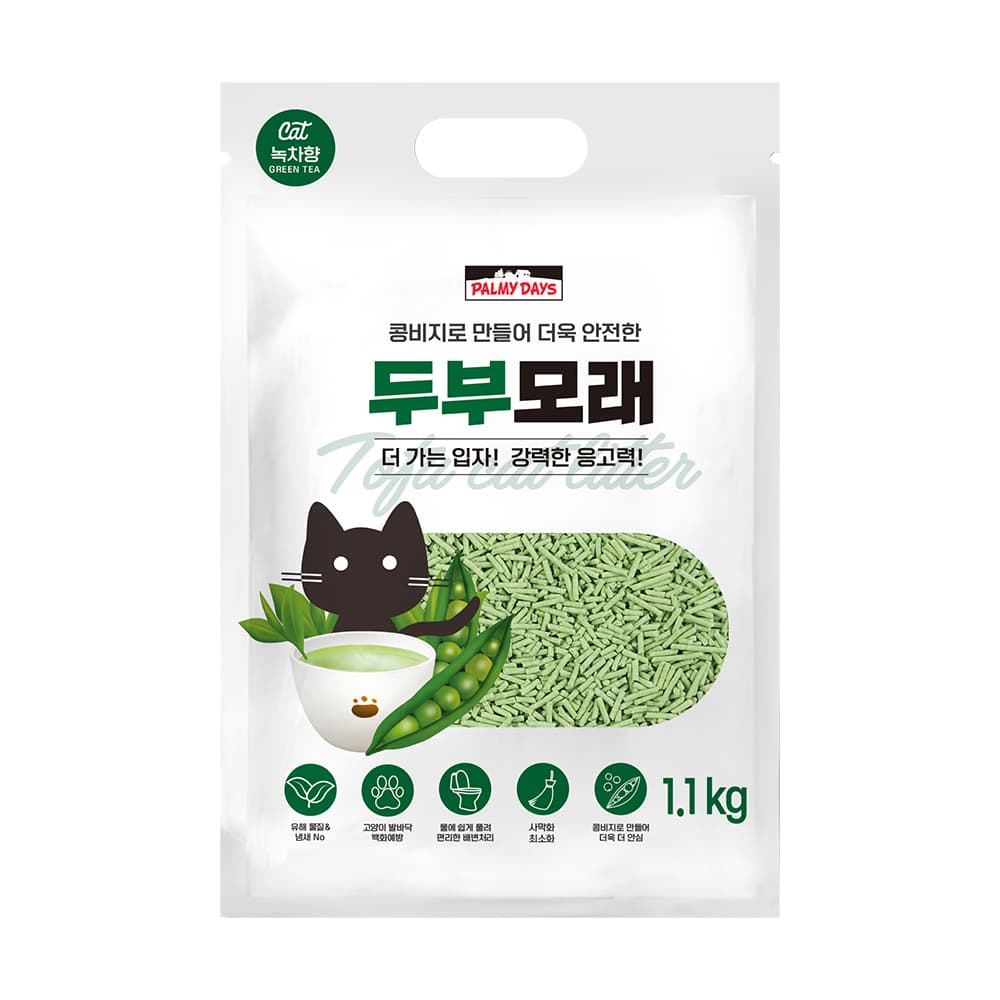 레이팜코리아 주식회사 파미데이즈 고양이 두부모래, 1.1kg, 10개, 녹차향