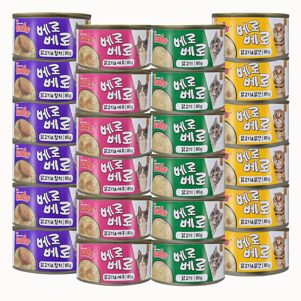 주식회사 우다다 펫더맨 더캣츠 베로베로 캔, 콤보 , 85g, 24개