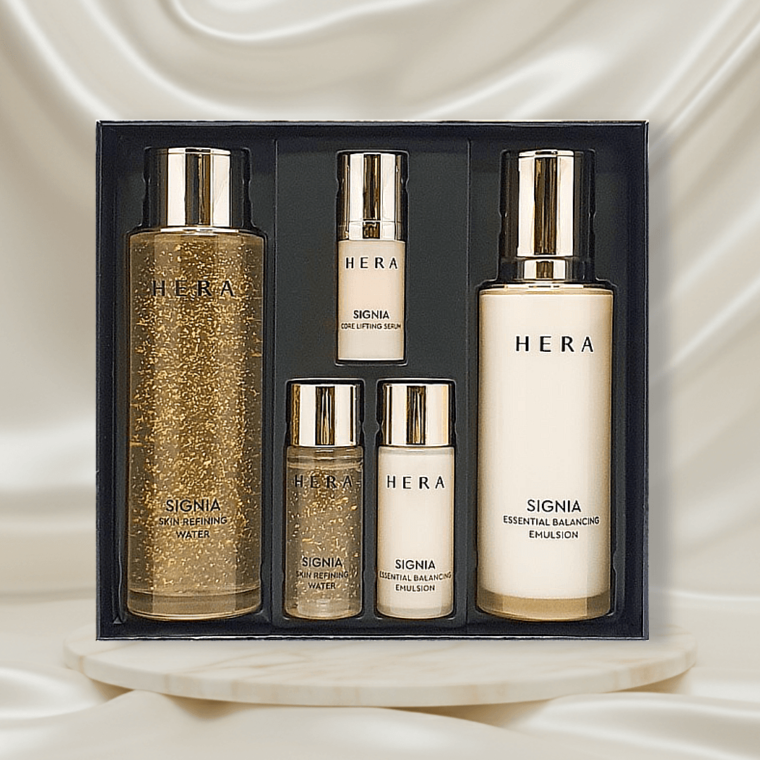 더뷰티스토리(THE BEAUTY STORY) 헤라 시그니아 워터 에멀젼 2종 기프트 세트, 스킨 리파이닝 워터 180ml, 에센셜 밸런싱 에멀전 150ml, 스킨 리파이닝 워터 20ml, 에센셜 밸런싱 에멀전 20ml, 코어 리프팅 세럼 10ml, 1세트