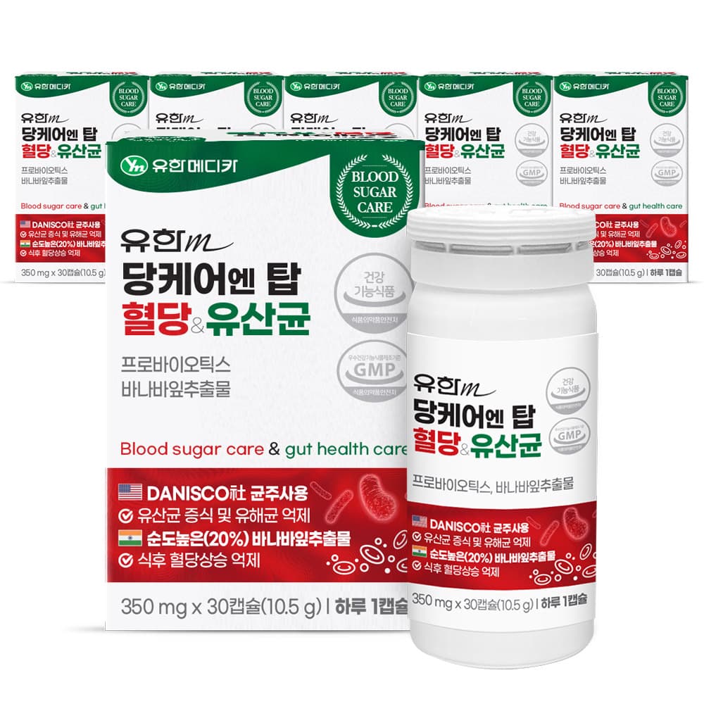 주식회사 엔탑 유한메디카 당케어엔 탑 혈당 유산균, 350mg, 30캡슐, 6개