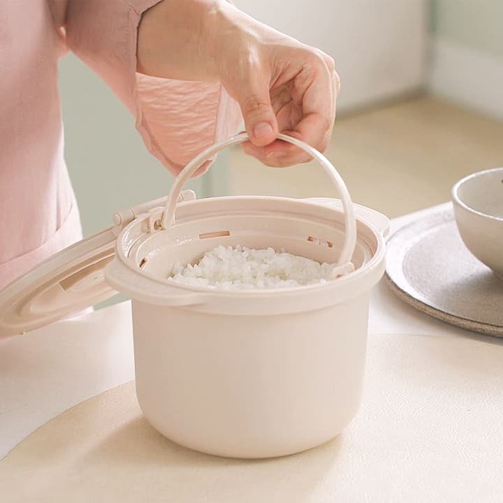 주식회사 맥스앤맥스 칼로라이트 전자레인지 소형 저당 밥솥, 크림, 1개