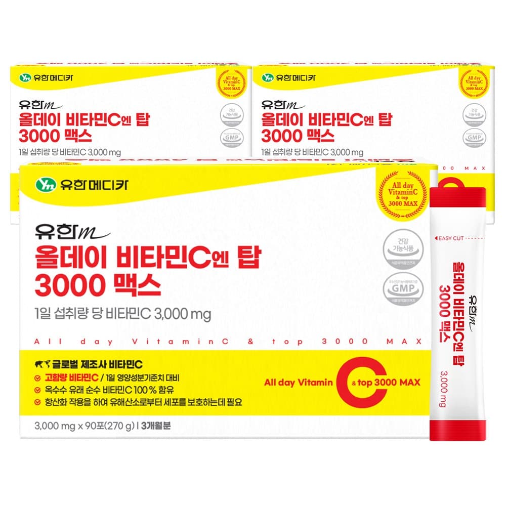 주식회사 엔탑 유한메디카 올데이 비타민C엔 탑 3000 맥스, 90포, 3개