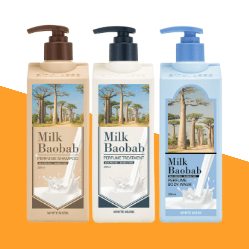 네이처로건 밀크바오밥 퍼퓸 헤어&바디 3종 세트 화이트머스크, 1500ml, 1세트