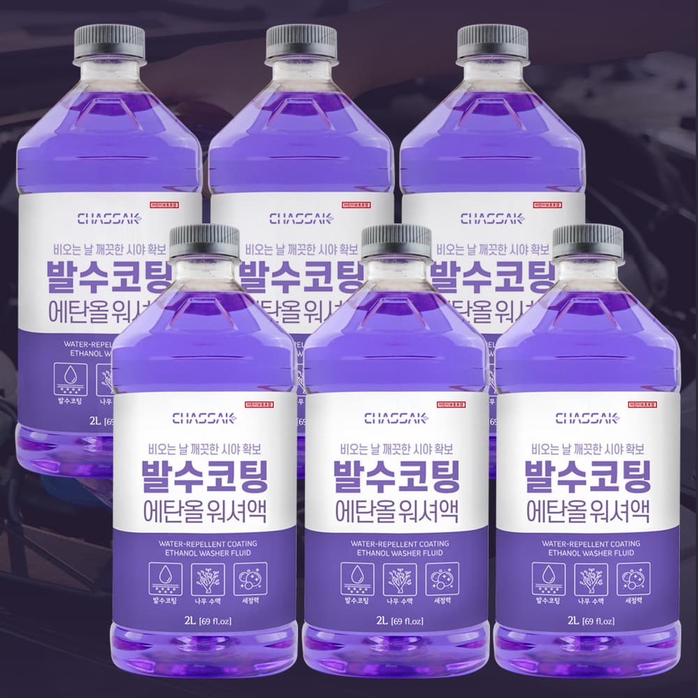 카템팩토리 주식회사 차싹 에탄올 발수코팅 워셔액, 2L, 3개