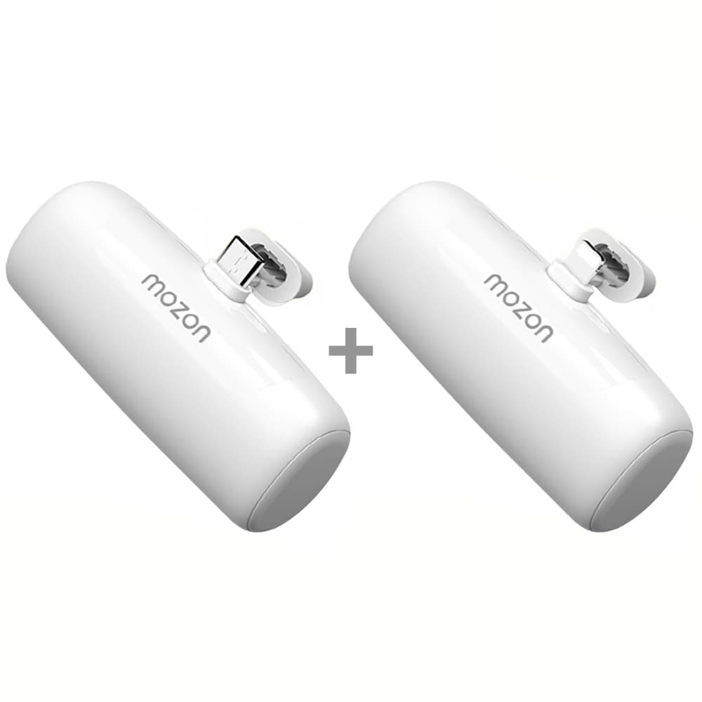 모즈온 주식회사 모즈온 일체형 미니 보조배터리, 5000mAh, C타입 화이트 1개 + 8핀 화이트 1개, 2개