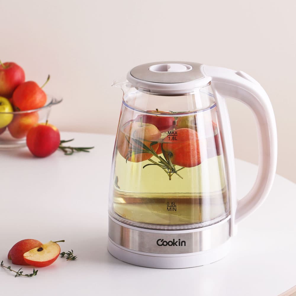 (주)남양키친플라워 키친플라워 쿠킨 세이프 이중 유리 전기포트, 1.8L, 1개