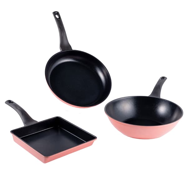 주식회사 케이티알파 드림셰프 에코라믹 블루밍 프라이팬 3종 세트, 핑크, 28cm 프라이팬 + 28cm 궁중팬 + 20x23cm 점보 사각팬, 1세트